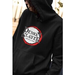 Demon Slayer Kimetsu No Yaiba Unisex Hoodie Men’s XL Black Anime Pullover NWOT